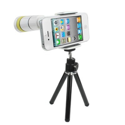 White Flexible behandeln 10 X Zoom Teleskop-IPhone-Kamera-Objektive für IPhone 4